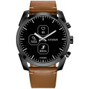 V`Y Y rv ANZT[ Men's CZ Smart Hybrid Sport Brown Leather Strap Smart Watch 43mm Brown