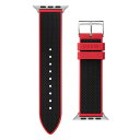 QX Y rv ANZT[ Men's Black on Red Silicone band compatible with Apple 42mm, 43mm, 44mm watch Black