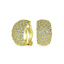uO fB[X sAXCO ANZT[ Fashion Bridal Pave Encrusted Crystal Wide Half Dome Clip On Earrings For Women Wedding Party Non Pierced Ears Yellow Gold Plated Gold