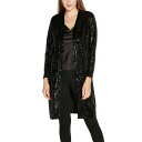 xfB[j fB[X Jbg\[ gbvX Black Label Women's Stretch Velvet Sequin Knit Duster Top Black