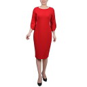 j[[NRNV fB[X s[X gbvX Women's 3/4 Imitation Pearl Detail Petal Sleeve Dress Fire Red