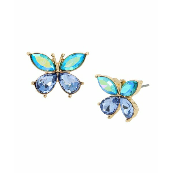 ベッツィジョンソン レディース ピアス＆イヤリング アクセサリー Faux Stone Butterfly Gem Stud Earrings Purple, Gold