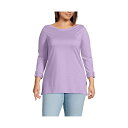 ランズエンド レディース カットソー トップス Plus Size Supima Cotton Adjustable 3/4 Sleeve Boatneck Tunic Lilac petal