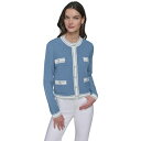 カールラガーフェルド レディース ニット&セーター アウター Petite Four-Pocket Tipped Cardigan Blue Indigo
