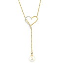 エフィー コレクション レディース ネックレス・チョーカー・ペンダントトップ アクセサリー EFFY Cultured Freshwater Pearl (6-1/2mm) & Diamond (1/6 ct. t.w.) Heart 18