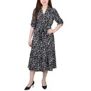 ニューヨークコレクション レディース ワンピース トップス Women's Long Sleeve Tiered Dress with Belt Ivory Brushed(4)
