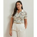 ラルフローレン レディース カットソー トップス Plus Size Print Stretch Piqu Polo Shirt Cream Multi