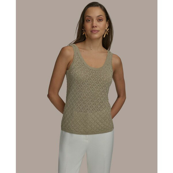 ダナ キャラン ニューヨーク レディース ニット&セーター アウター Women's Metallic Sweater Knit Tank Top Cream/Gold