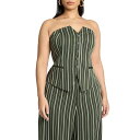 エロクイ レディース カットソー トップス Plus Size Suiting Bustier Green stripe