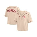 ファナティクス レディース カットソー トップス Women's Tan Oklahoma Sooners Oversized Dominant Force Midi V-Neck T-Shirt Tan
