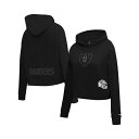 プロスタンダード レディース カットソー トップス Women's Black Las Vegas Raiders Jeweled Cropped Pullover Hoodie Black