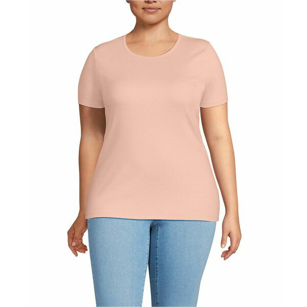 󥺥 ǥ åȥ ȥåץ Plus Size Micro Rib T-Shirt Tinted peach