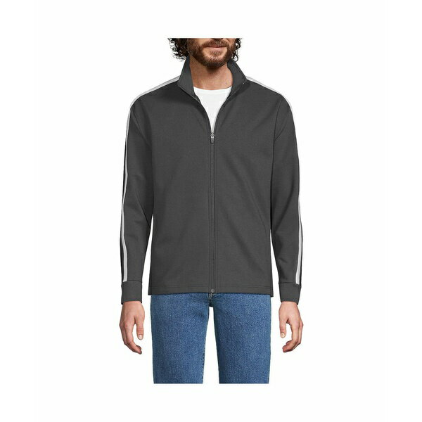ランズエンド メンズ ジャケット&ブルゾン アウター Men's Long Sleeve Knit Twill Track Full Zip Inkwell gray