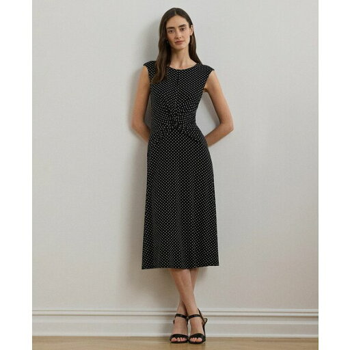 ラルフローレン レディース ワンピース トップス Women's Polka-Dot Twist-Front Jersey Dress Black/cream ラルフローレン レディース ワンピース トップス Women's Polka-Dot Twist-Front Jersey Dress Black/cream