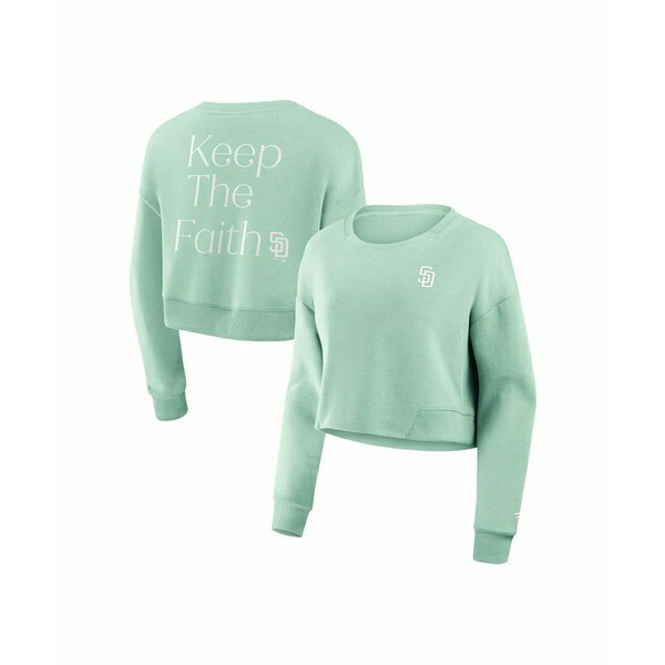 ファナティクス レディース カットソー トップス Women's Mint San Diego Padres Relax Studio Cropped..