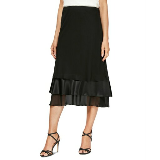 アレックスイブニングス レディース ワンピース トップス Women's Tiered Satin-Hem Chiffon Skirt Black アレックスイブニングス レディース ワンピース トップス Women's Tiered Satin-Hem Chiffon Skirt Black