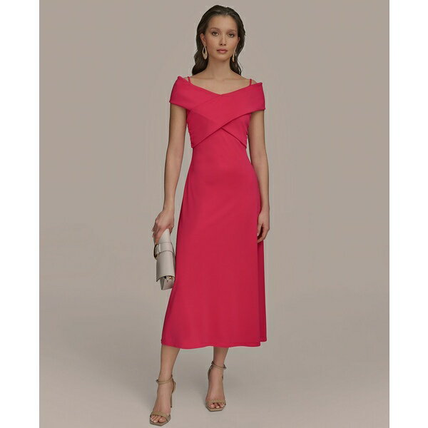 ダナ キャラン ニューヨーク レディース ワンピース トップス Women's Criss-Cross Off-Shoulder Dress Audacious