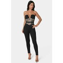 ベベ レディース カジュアルパンツ ボトムス Women's Lace Corset Catsuit Black