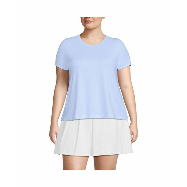 ランズエンド レディース カットソー トップス Plus Size Power Performance Short Sleeve Crewneck Tee Soft sky blue