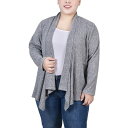 ニューヨークコレクション レディース ニット&セーター アウター Plus Size Long Sleeve Ribbed Cardigan Charcoal ...