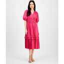 ティー・タハリ レディース ワンピース トップス Women's V-Neck Smocked-Waist Tiered Dress Tulip Pink(4)