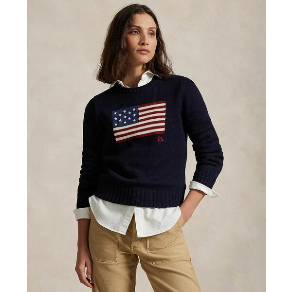 ラルフローレン レディース ニット&セーター アウター Women's Flag Cotton Crewneck Sweater Navy