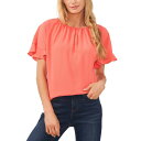 セセ レディース カットソー トップス Women's Short Sleeve Drop Shoulder Wide Scoop Neck Blouse Calypso Coral
