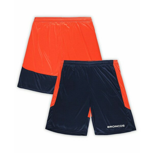 ファナティクス メンズ カジュアルパンツ ボトムス Men's Navy/Orange Denver Broncos Big Tall Launch Shorts Navy, Orange