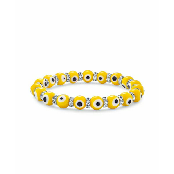 ブリング レディース ブレスレット・バングル・アンクレット アクセサリー Colorful Turkish Glass Bead Evil Eye Stretch Bracelet with Crystal Spacers Yellow