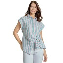 ジョーンズニューヨーク レディース カットソー トップス Women's Striped Cap-Sleeve Wrap Blouse Nyc White Mu...