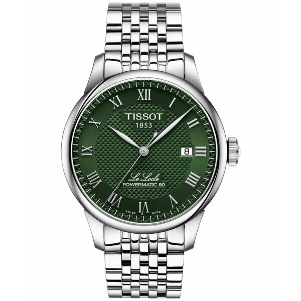 ティソット メンズ 腕時計 アクセサリー Men's Swiss Automatic Le Locle Powermatic 80 Stainless Steel Bracelet Watch 39mm Green