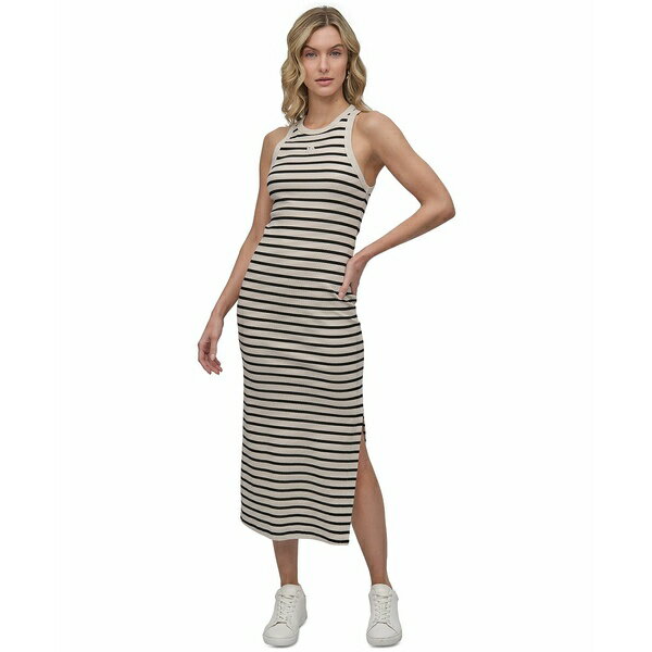 ダナキャランニューヨーク レディース ワンピース トップス Women's Side-Slit Tank Maxi Dress G03 - Lt Cty Khk/blk
