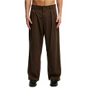 コットンオン メンズ カジュアルパンツ ボトムス Men's Super Baggy Pleated Pants Chocolate pinstripe