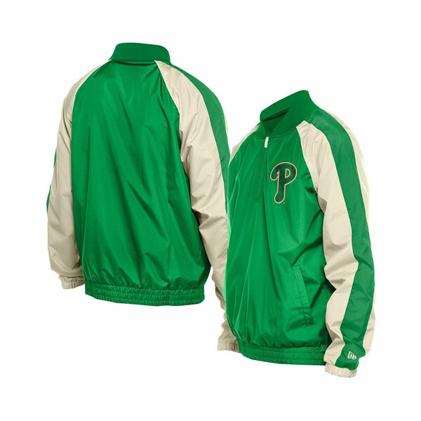 ニューエラ メンズ ジャケット＆ブルゾン アウター Men's Kelly Green Philadelphia Phillies Ripstop Raglan Quarter-Zip Hoodie Windbreaker Jacket Kelly Green