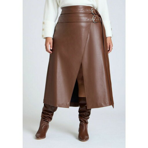 エロクイ レディース スカート ボトムス Plus Size Double Belt Wrap Faux Leather Skirt Rocky road エロクイ レディース スカート ボトムス Plus Size Double Belt Wrap Faux Leather Skirt Rocky road