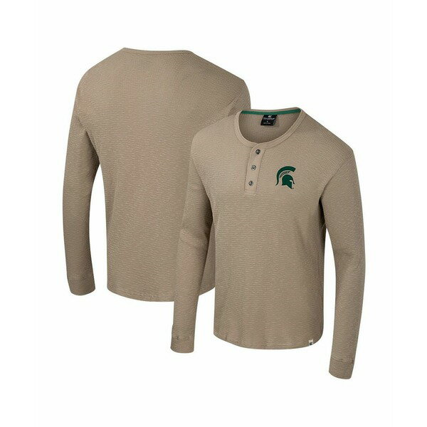 コロシアム メンズ シャツ トップス Men's Tan Michigan State Spartans Great Outdoors Henley Long Sleeve Shirt Tan