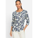 オルセン レディース パーカー・スウェットシャツ アウター Women's Floral Rib Knit Jersey Top Ink blue