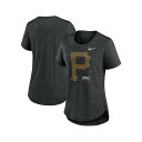 ナイキ レディース カットソー トップス Women's Heather Black Pittsburgh Pirates Touch Tri-Blend T-Shirt Heather Black(4)