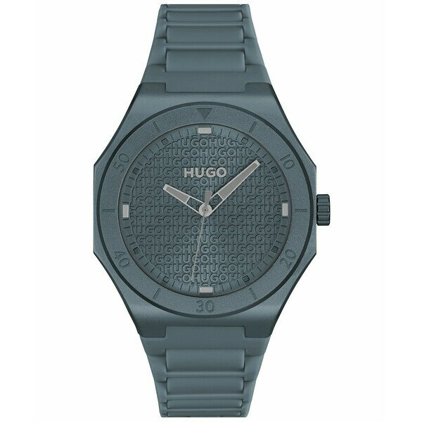 ヒューゴボス メンズ 腕時計 アクセサリー Men's Grail Light Quartz Blue Silicone Watch, 42mm Blue