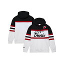 ミッチェル&ネス メンズ パーカー・スウェットシャツ アウター Men's White, Black New Jersey Devils Head Coach Pullover Hoodie White, Black