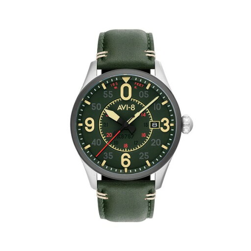 アヴィエイト メンズ 腕時計 アクセサリー Men's Spitfire Smith Automatic Green Leather Strap Watch, 42mm Green アヴィエイト メンズ 腕時計 アクセサリー Men's Spitfire Smith Automatic Green Leather Strap Watch, 42mm Green