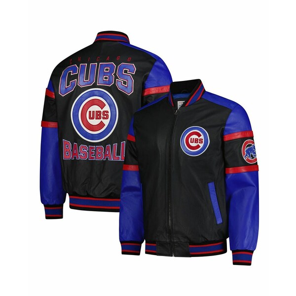 カールバンクス メンズ ジャケット&ブルゾン アウター Men's Black Chicago Cubs Full-Zip Leather Varsity Jacket Black