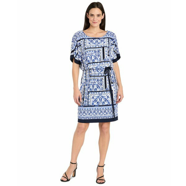 アールアンドエムリチャーズ レディース ワンピース トップス Plus Size Printed Blouson A-Line Dress White Denim