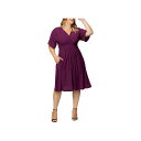 キヨナ レディース ワンピース トップス Plus Size Gia A-Line Midi Dress with Pockets Azalea