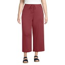 ランズエンド レディース カジュアルパンツ ボトムス Plus Size Sport Knit Elastic Waist Wide Leg Crop Pants Burnt clay(4)