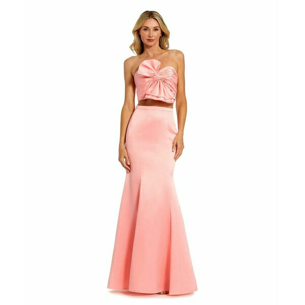 マックダガル レディース ワンピース トップス Women's Strapless Bow Top and Mermaid Skirt 2 Piece Set Petal pink