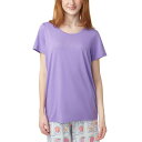 ヒュー レディース カットソー トップス Women's Solid Short-Sleeve Scoop-Neck Pajama T-Shirt Paisley Purple(4)