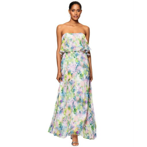 ベッツィ アンド アダム レディース ワンピース トップス Women's Printed Pleated Strapless Gown Multi ベッツィ アンド アダム レディース ワンピース トップス Women's Printed Pleated Strapless Gown Multi