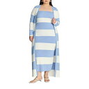 エロクイ レディース ニット&セーター アウター Plus Size Long Striped Cardigan Harbor stripe