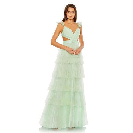 マックダガル レディース ワンピース トップス Women's Ruffle Tiered Tulle Cut Out Gown Mint マックダガル レディース ワンピース トップス Women's Ruffle Tiered Tulle Cut Out Gown Mint